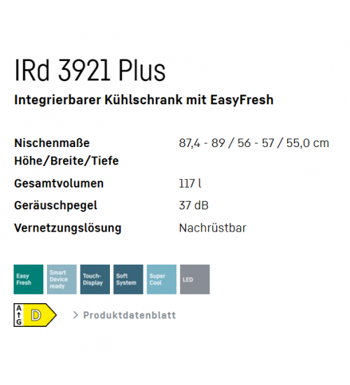 LIEBHERR利勃海尔IRd 3921 Plus嵌入式冰箱